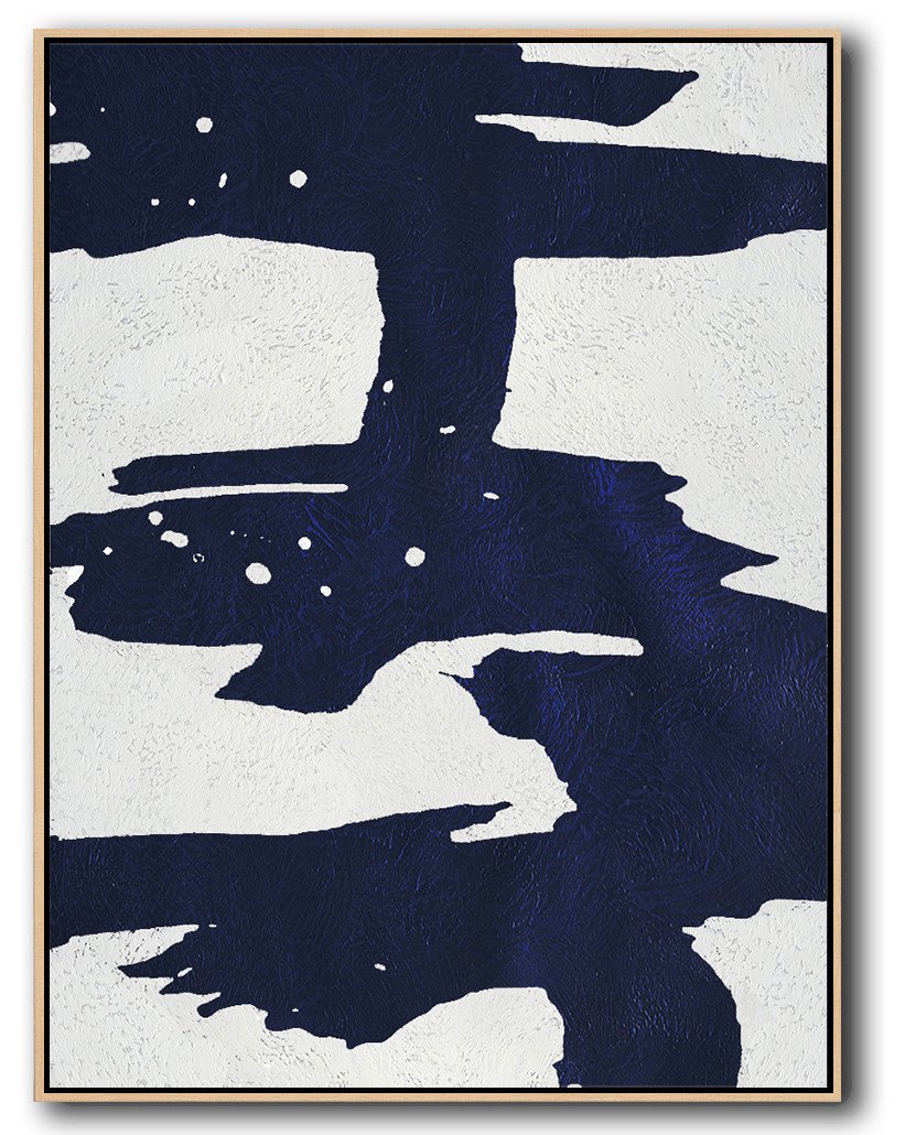 Buy Hand Painted Navy Blue Abstract Painting Online - Where Can I Print Canvas Photos Huge